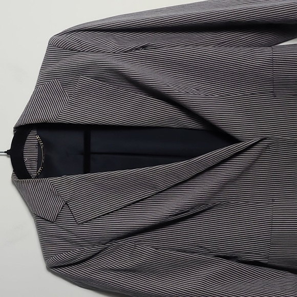LES COPAINS Striped Blazer Snap Button Closure Jacket in Gray Size 42 - Picture 7 of 16